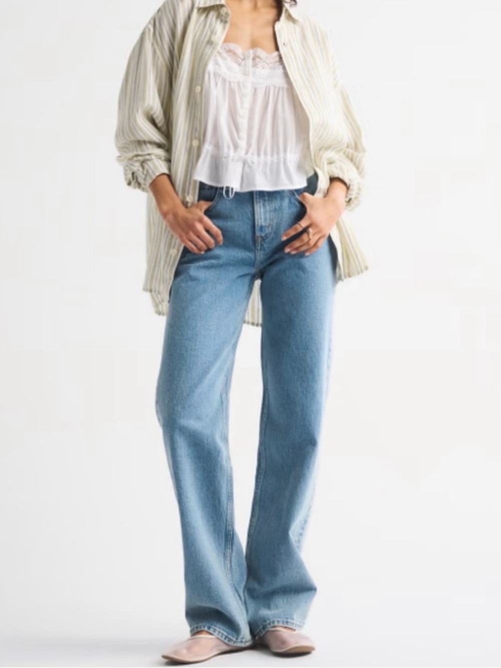 Abercrombie High Rise 90’s Relaxed Jeans Medium Wash 30 Short 10